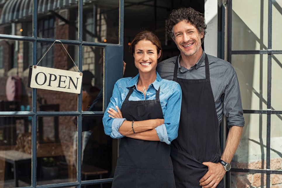 Small business owners man and woman