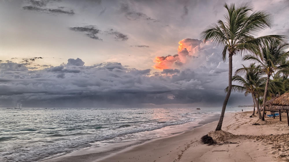 tropical beach at sunset